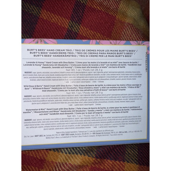 NWT Burt's Bees Hand Cream Trio Gift Set 3pc Hand & Lip Stocking Stuffer Xmas - Picture 6 of 7